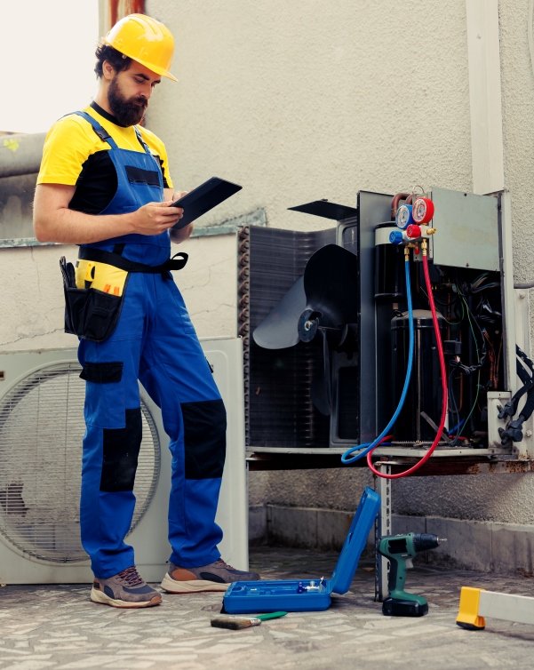 Technician looking for freon leaks